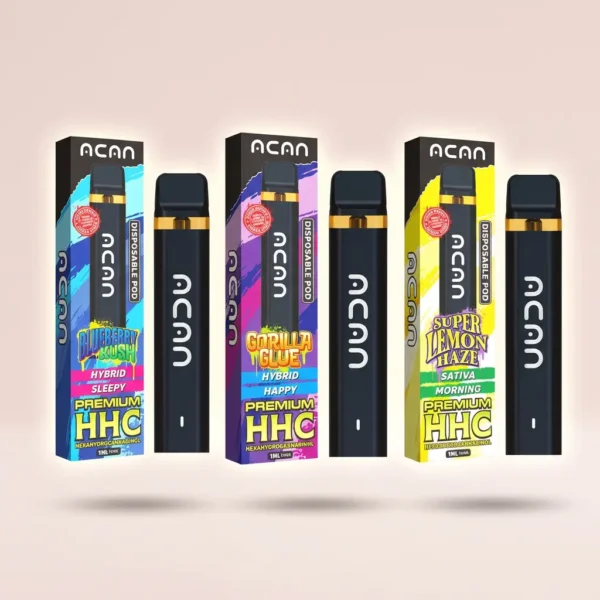 ACAN premium HHC disposable vape 1ml blueberry kush gorilla glue super lemon haze device collection