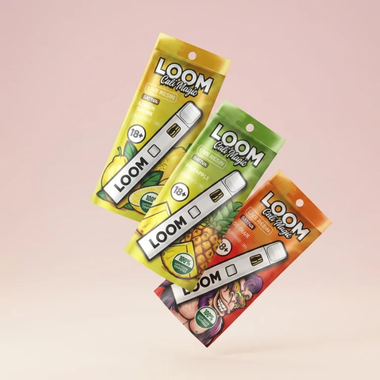 LOOM Cali Magic 2ml disposable vape live resin superior blend 99 lemon skunk pineapple og glue flavours