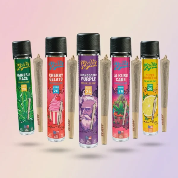 Rollz 2g pre rolled joints CBD infused amnesia haze cherry gelato granddaddy purple la kush cake super lemon haze