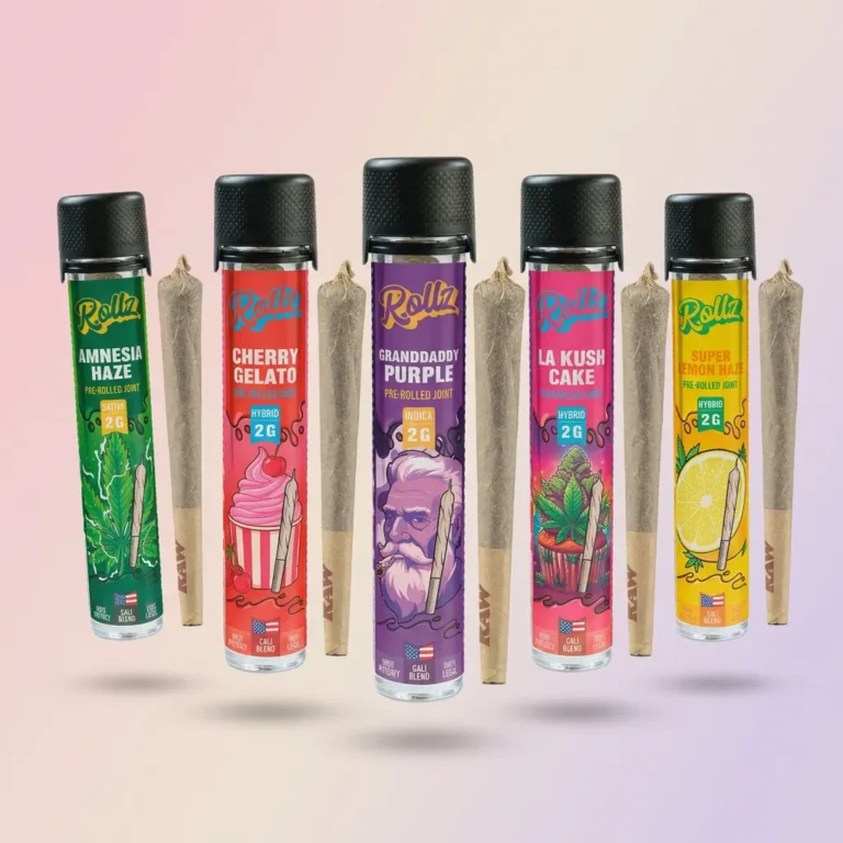 Rollz 2g pre rolled joints CBD infused amnesia haze cherry gelato granddaddy purple la kush cake super lemon haze