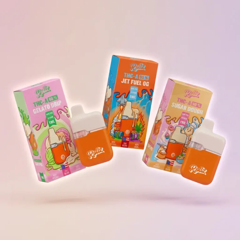 Rollz THCA 90 disposable vape 1ml gelato drip jet fuel og sugar dough flavours
